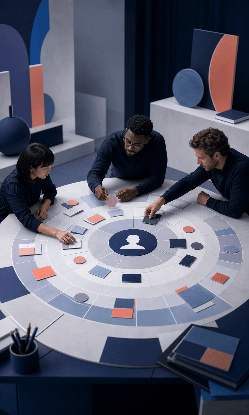 Company leaders arranging a structured circular role blueprint