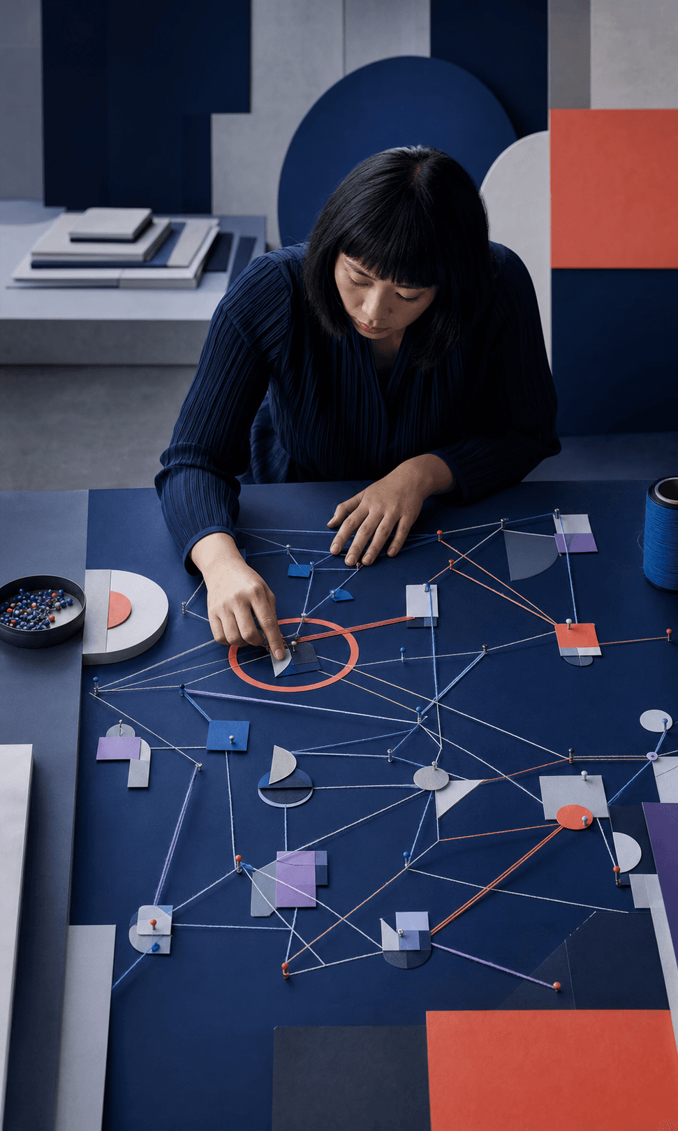 Sourcer tracing a relationship map to identify one strong candidate connection