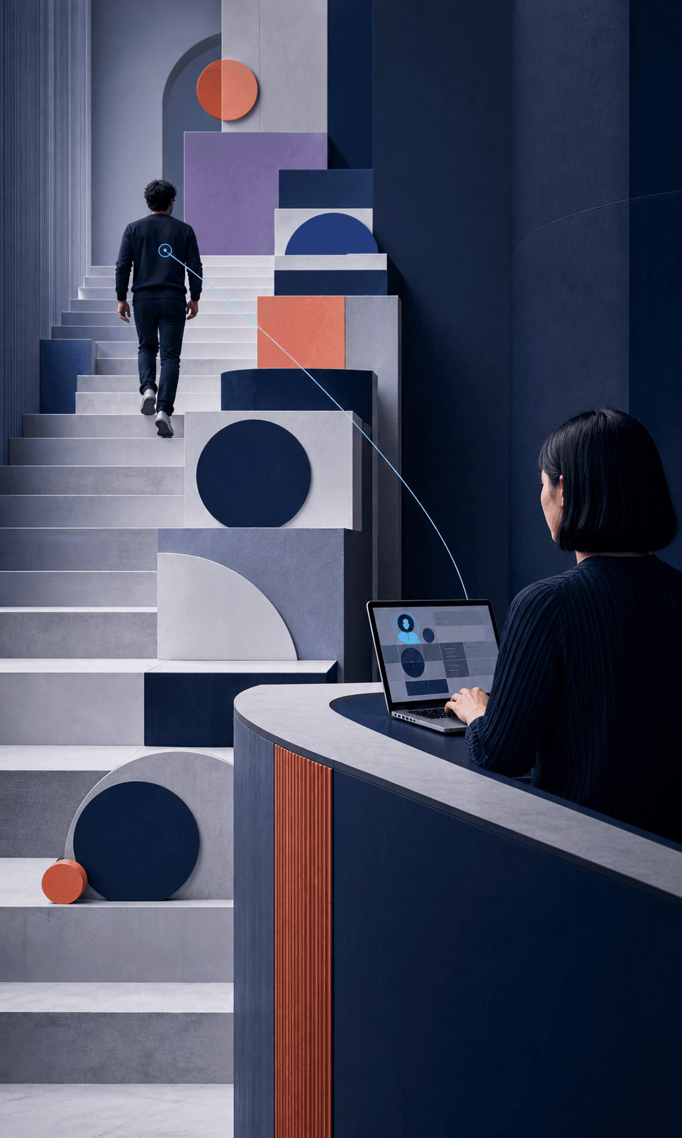 Sourcer following a candidate through ascending hiring stages